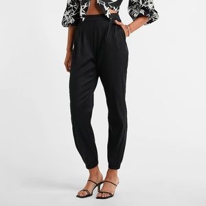 Express Linen Ankle Pull Black Pants